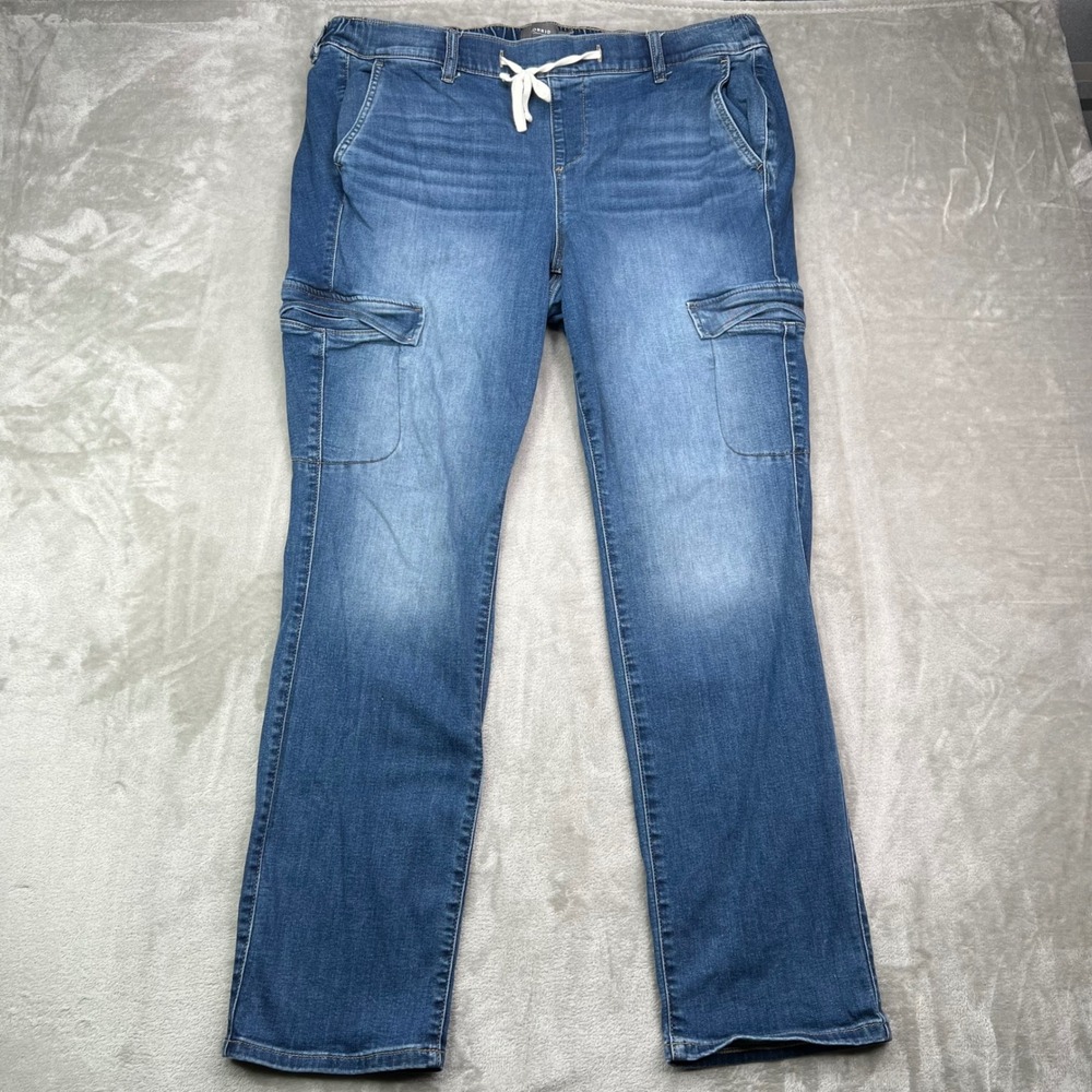 Torrid Cargo Jeans‎ Womens 2T Blue Medium Wash Stretch Straight Leg Drawstring